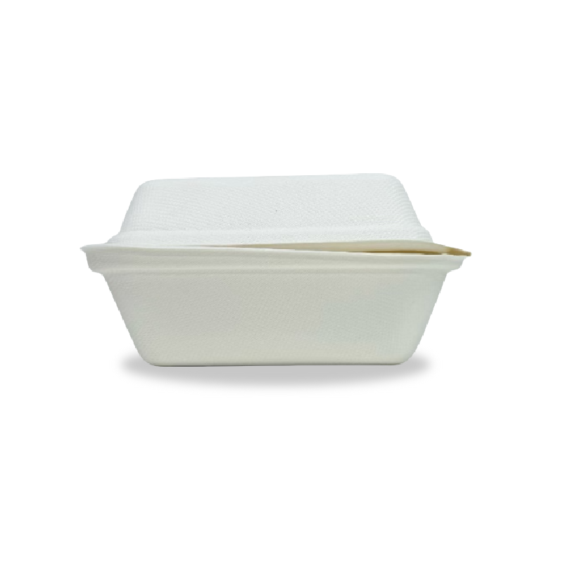 1000ml 2-Cell Sugarcane Clamshell Takeaway Container (500 Pack) – Compostable, Microwave & Freezer Safe